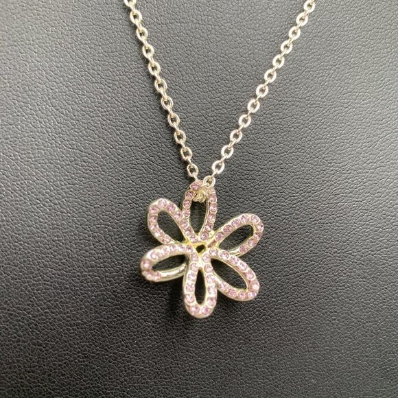 Finart Crystal Flower Necklace & Stud Earring Set NIB - Silver Tone - Picture 7 of 11
